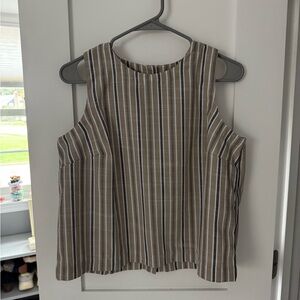 LOFT Beige and Black Striped Tank Top